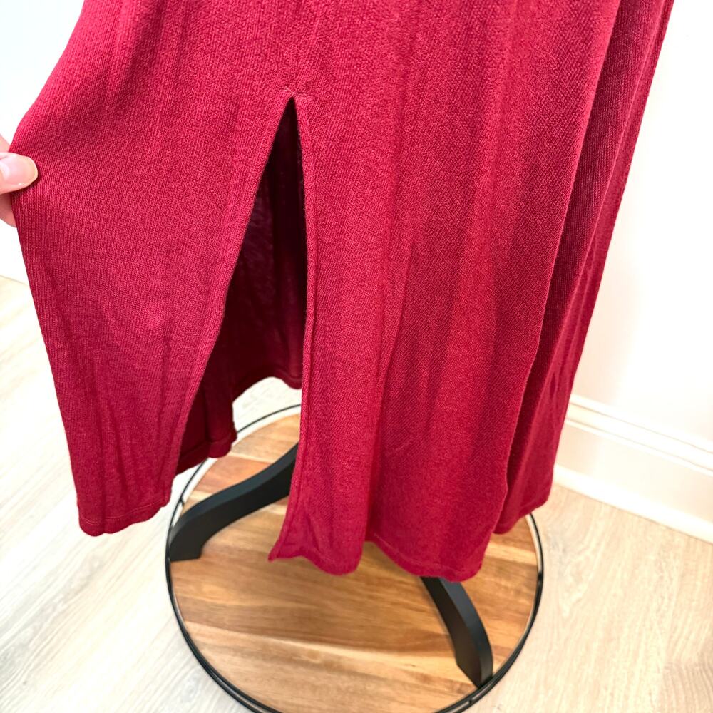 Banana Republic Ribbed Knit Midi Dress In Mulled Cranberry Red Size Medium - Picture 9 of 14